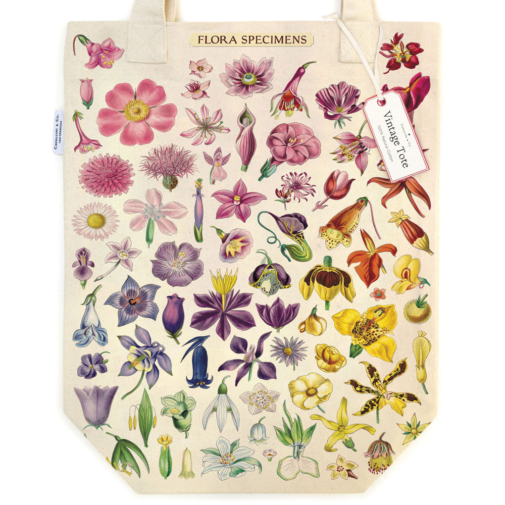 Cavallini Cotton Tote Bag Shopping Carry All Handbag 33x40cm Flora Specimens — image 2