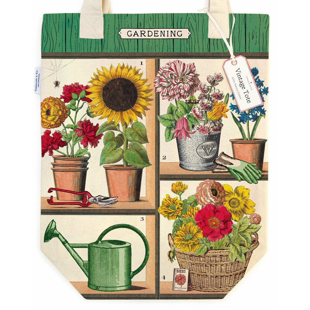 Cavallini Cotton Tote Bag Travel/Shopping Carry Handbag 33x40cm Gardening — image 2