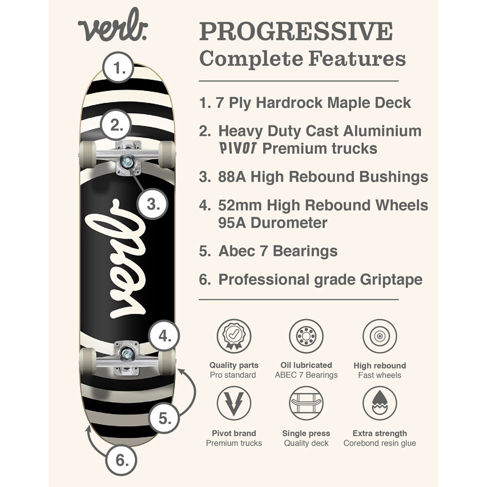 Verb Complete Skateboard Sports Deck Progressive Logo Xl Script Spectrum 7.75in — image 2