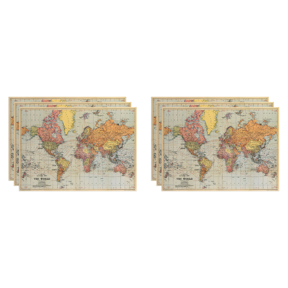 Cavallini Paper Poster Prints/Gift Wrap Wall Art Decor 70x50cm Map World (6 Pack)