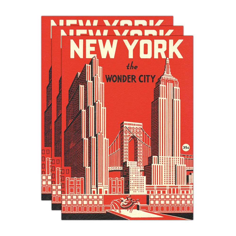 Cavallini Paper Poster Prints/Gift Wrap Art 50x70cm New York Wonder City (3 Pack)