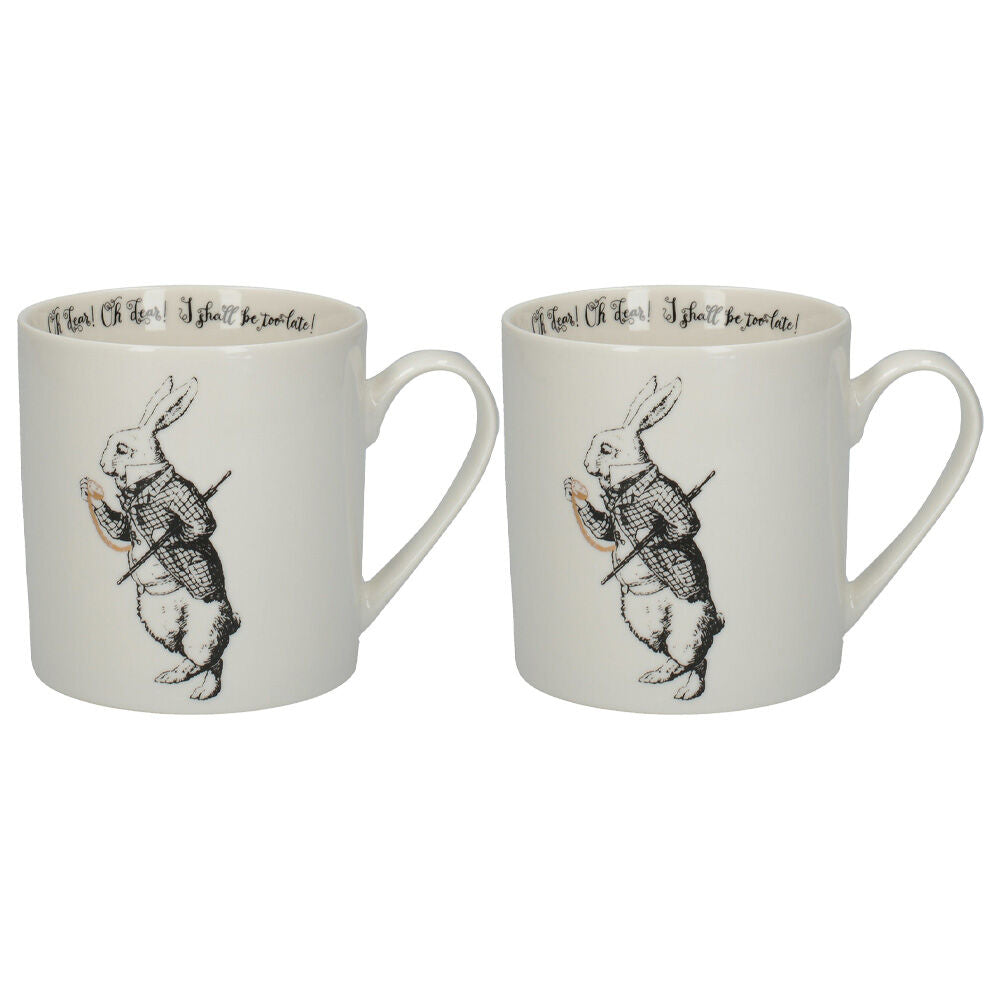 Mikasa x V & a Alice In Wonderland Coffee Drinking Mug White Rabbit 350mL (2 Pack)