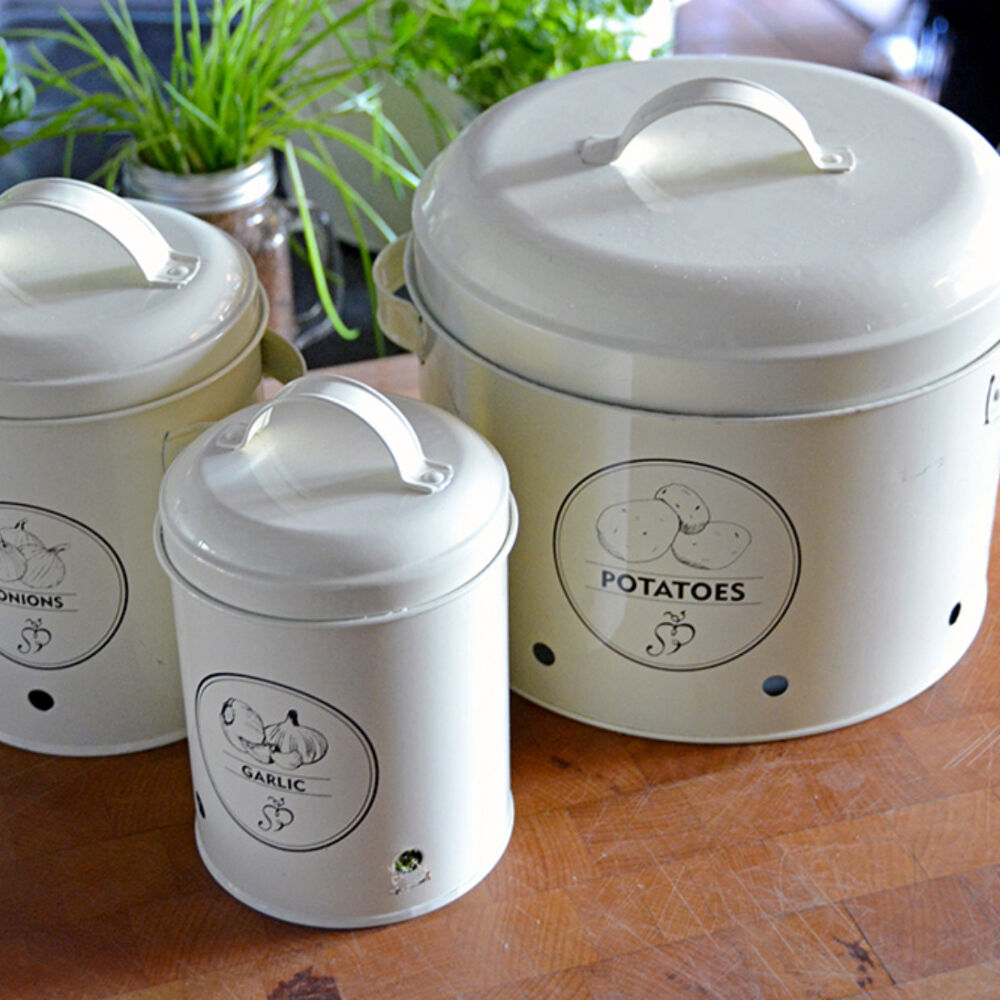 Esschert Design Potato Storage Tin Organiser Food Container 27.5cm Cream — image 2