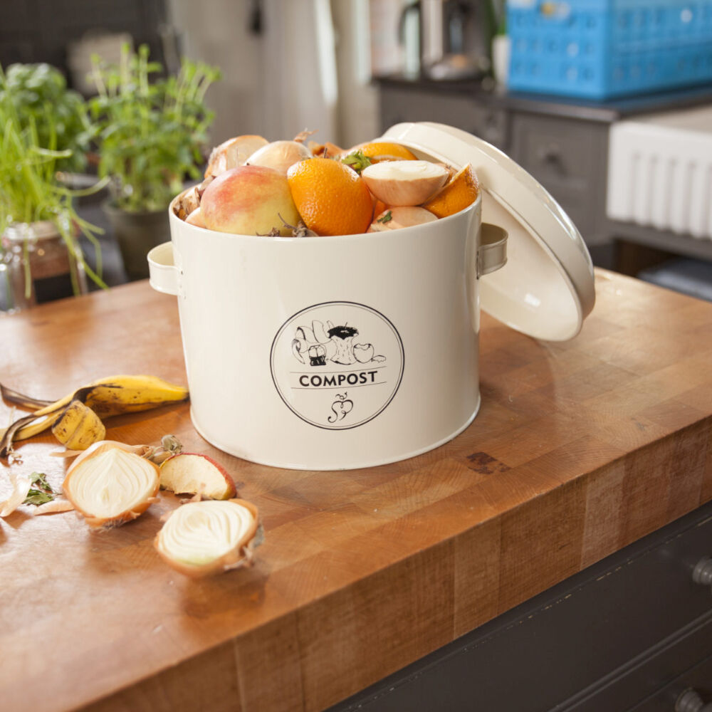 Esschert Design Compost Tin Container Home/Kitchen Organiser 27.5cm Cream — image 2