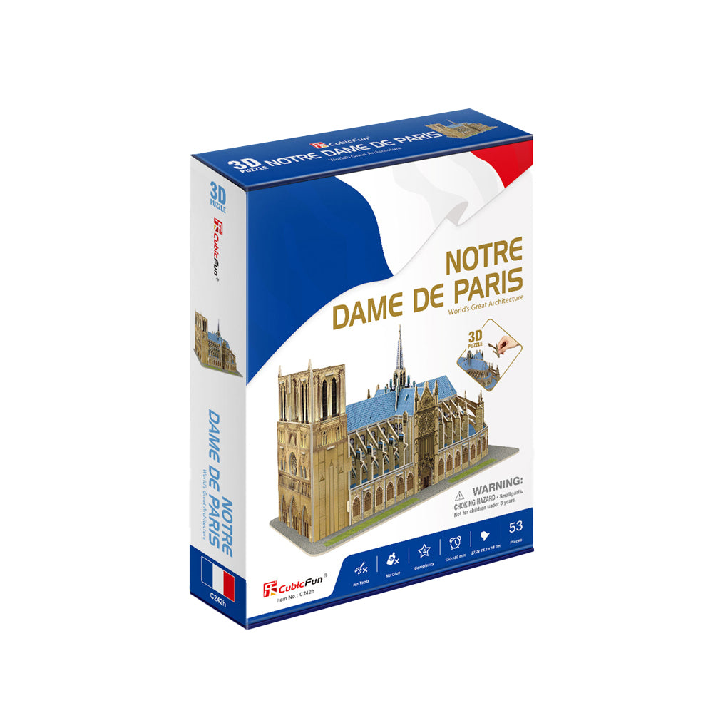 Cubic Fun CubicFun Notre Dame de Paris 3D Puzzle DIY Kids Interactive Fun Toy 3y+ (53 Pieces)
