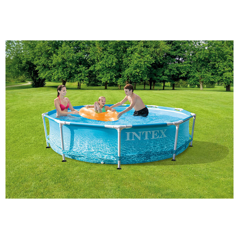 Intex 305x76cm Beachside Metal Frame Swimming Pool Set 1 Person Outdoor Blue — image 2