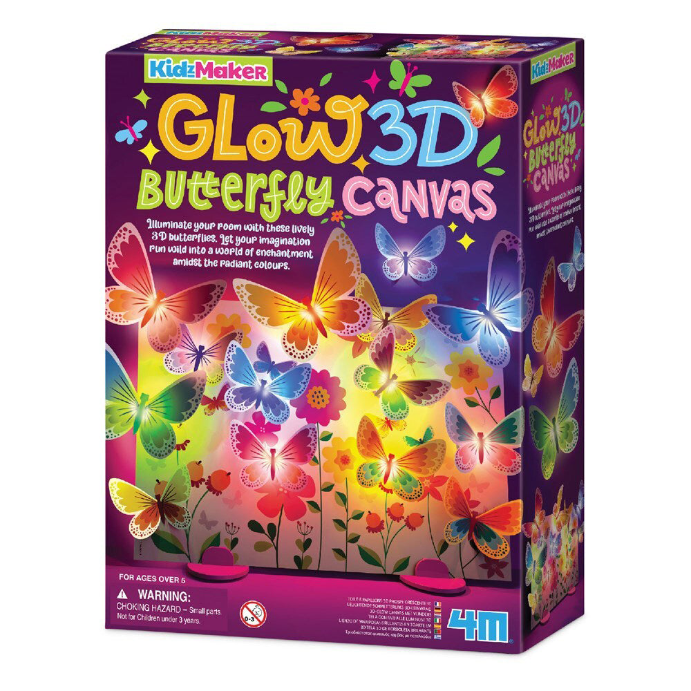 4M KidzMaker 3D Glow Butterfly Art Kit Canvas Kids/Children Room Decor 5y+