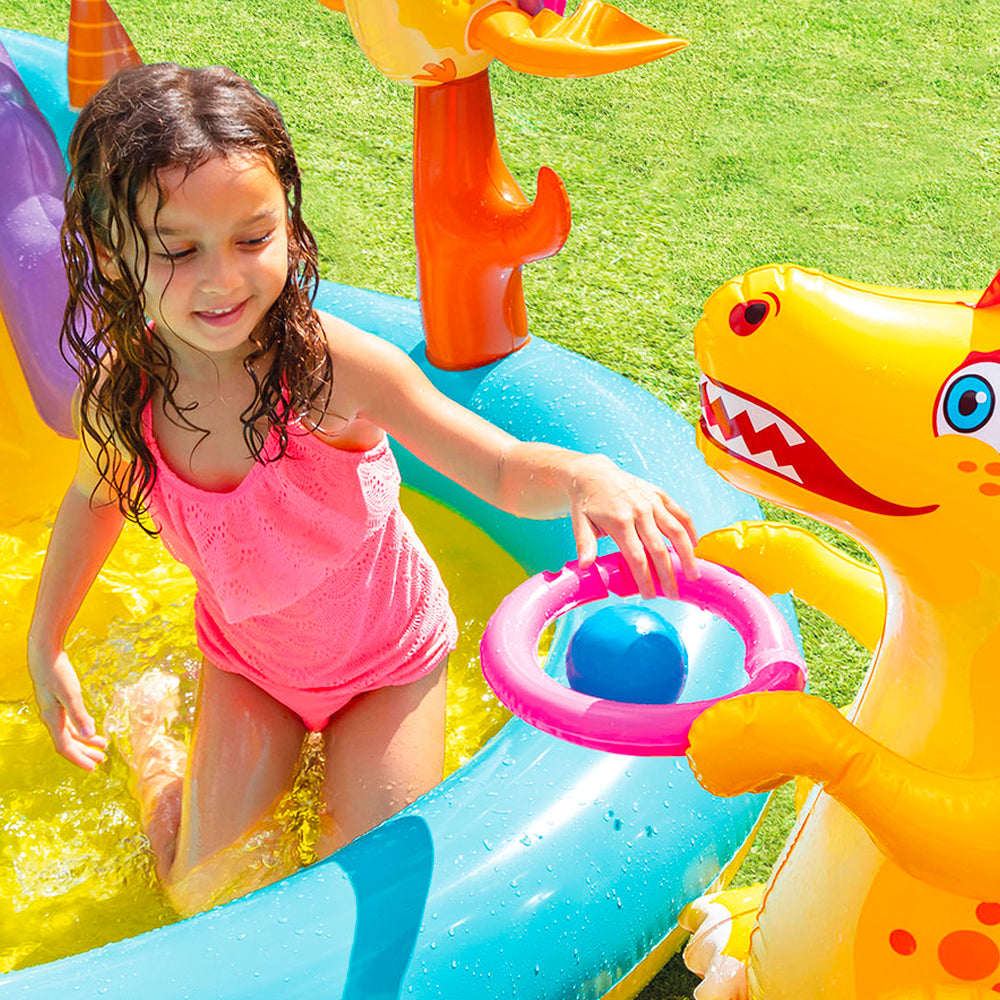 Intex 3.02m x 2.29m Dinoland Kids/Children Pool Water Game Playing Slide Centre — image 4
