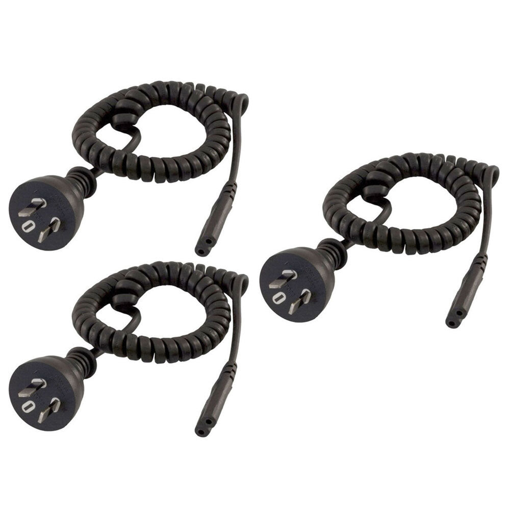 Doss 2m Appliance Power Cord Plug Curly FIG-8 Mains Lead Figure 8 IEC- C7 Black (3 Pack)