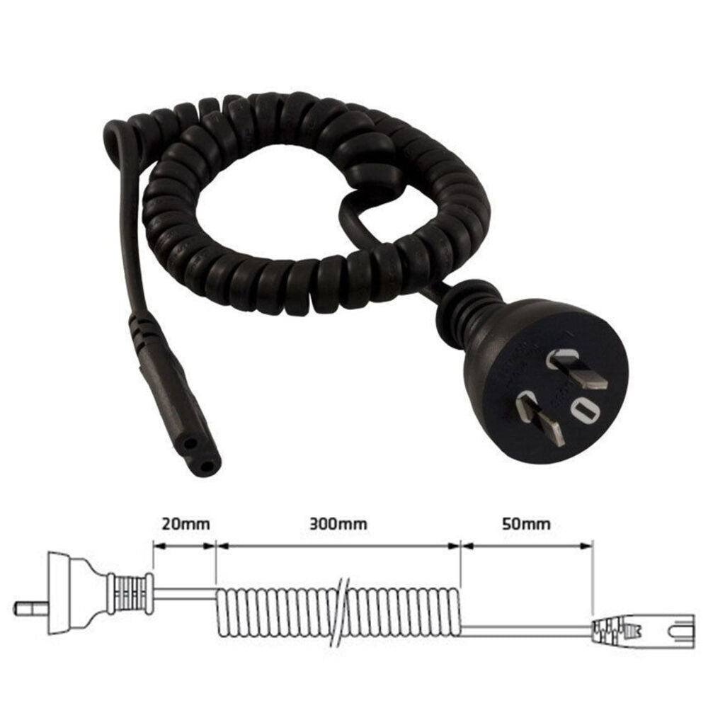 Doss 2m Appliance Power Cord Plug Curly FIG-8 Mains Lead Figure 8 IEC- C7 Black (3 Pack) — image 3