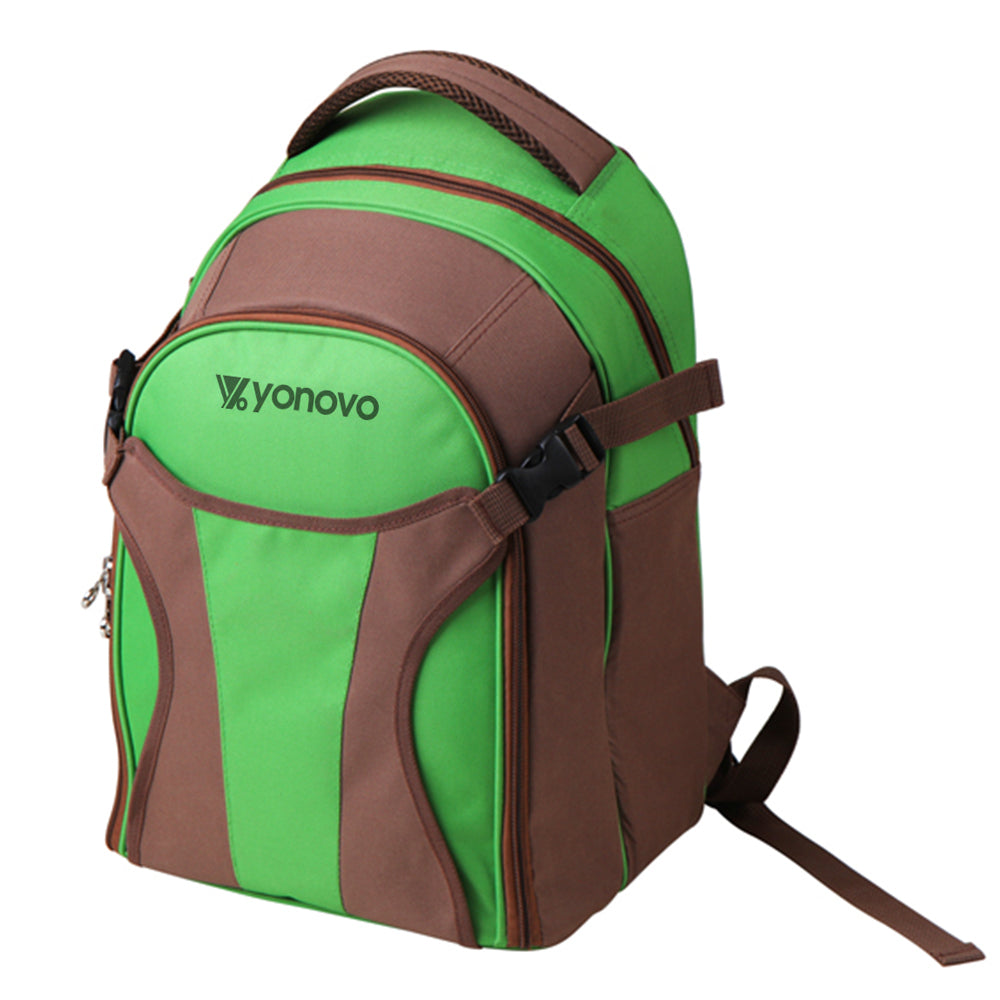 Yonovo 4 Person Insulated Picnic Bag Backpack Wine Glass/Cutlery/Knives Green — image 2