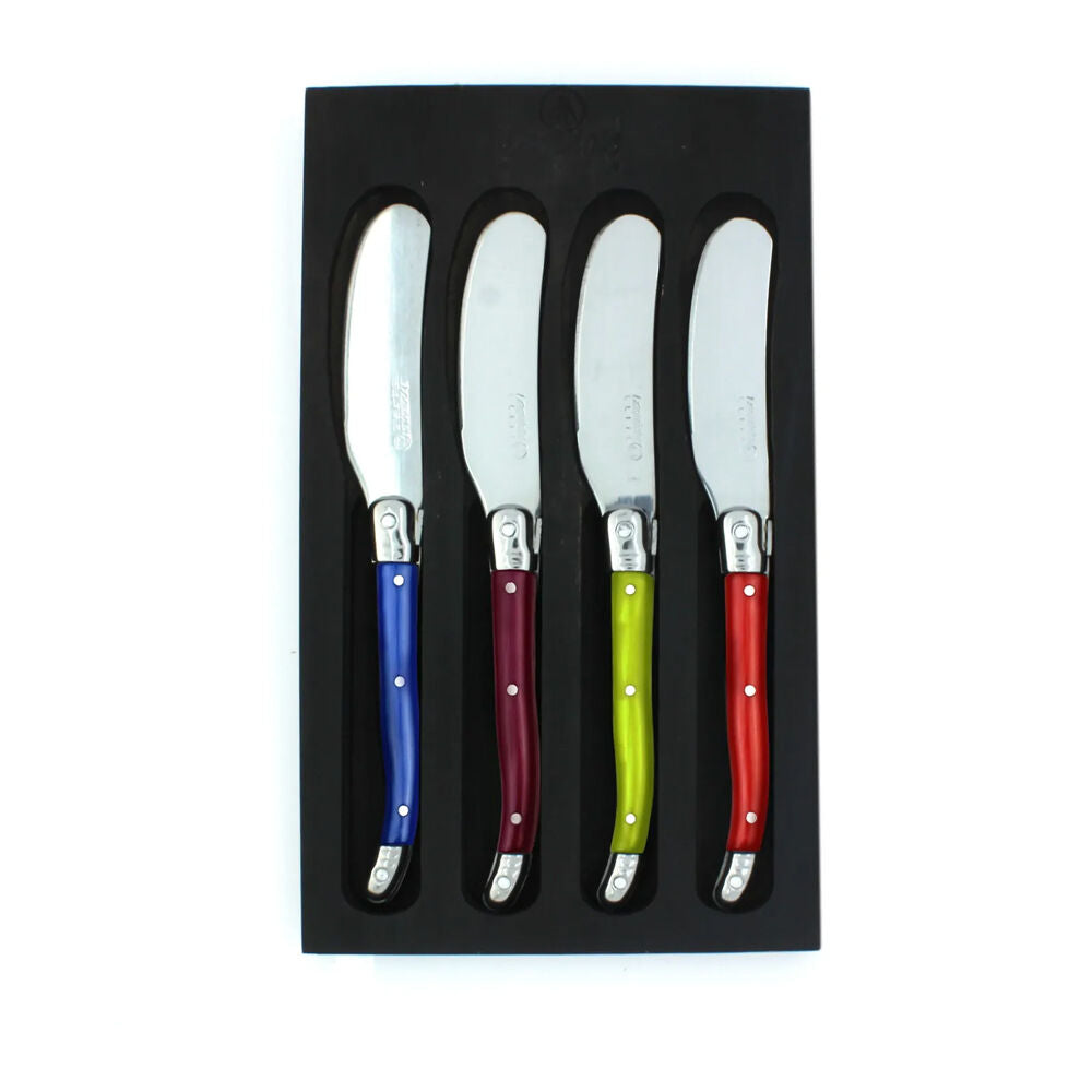 Laguiole Elite Pate/Soft Cheese Knife Set Multicoloured Pearl Effect (4 Pieces)