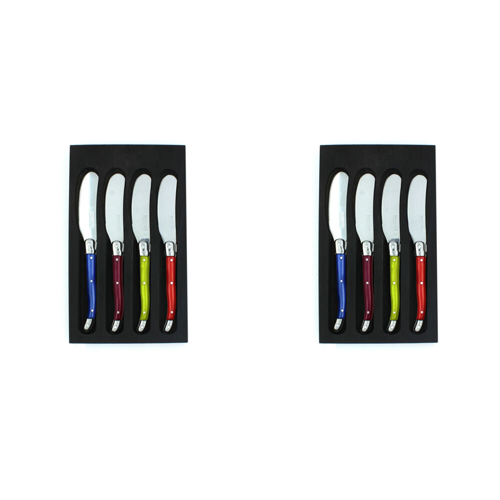 Laguiole 4pc Laguiole Elite Pate/Soft Cheese Knife Set Multicoloured Pearl Effect (2 Pack)
