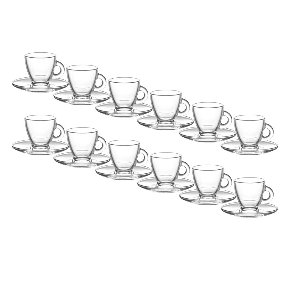 Classica 6pc Classica Aurora Clear Glass Espresso Cup & Saucer Set Dishwasher Safe (2 Pack)