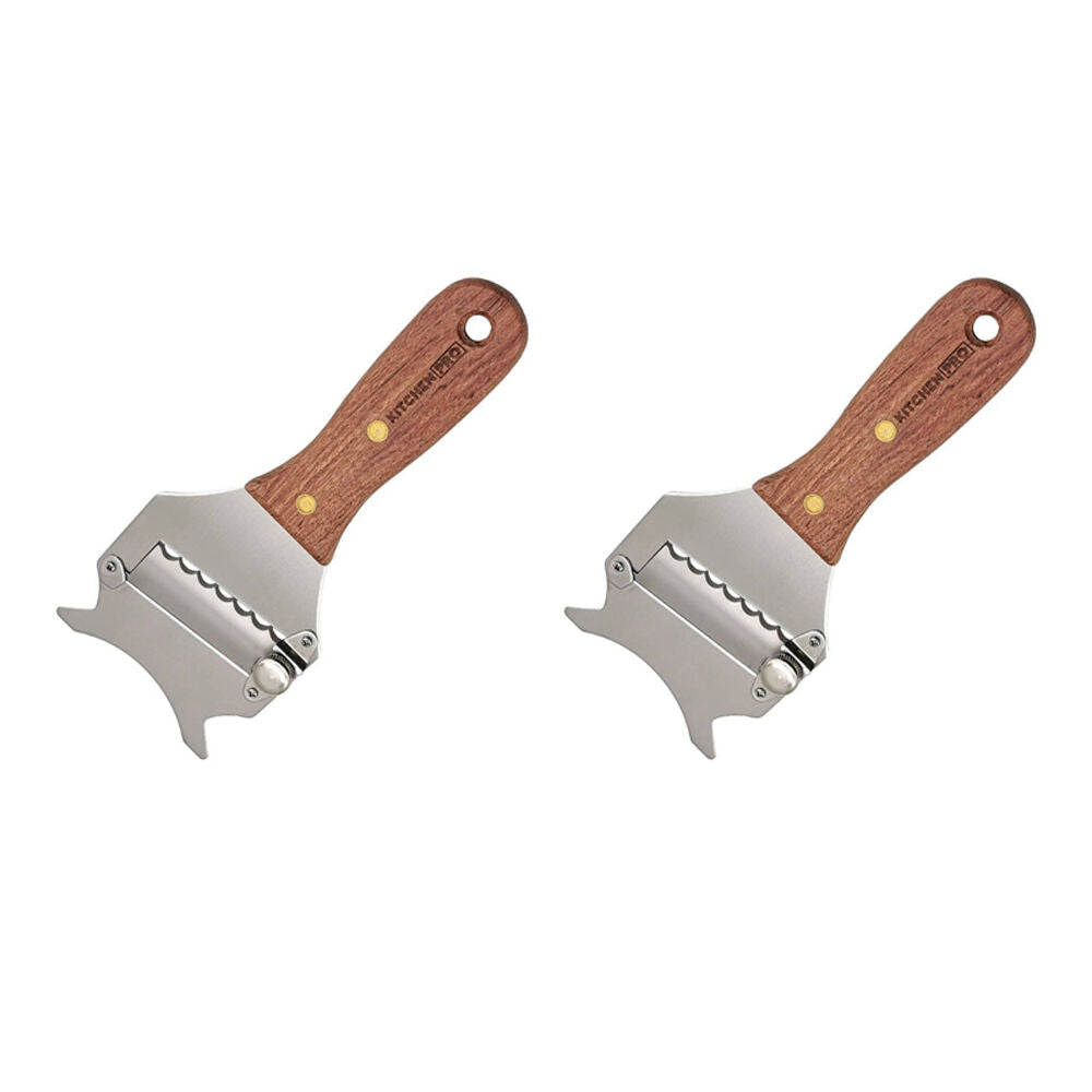 Kitchen Pro Truffle Shaver w/Acacia Wood Handle Adjustable Blade Accessory (2 Pack)