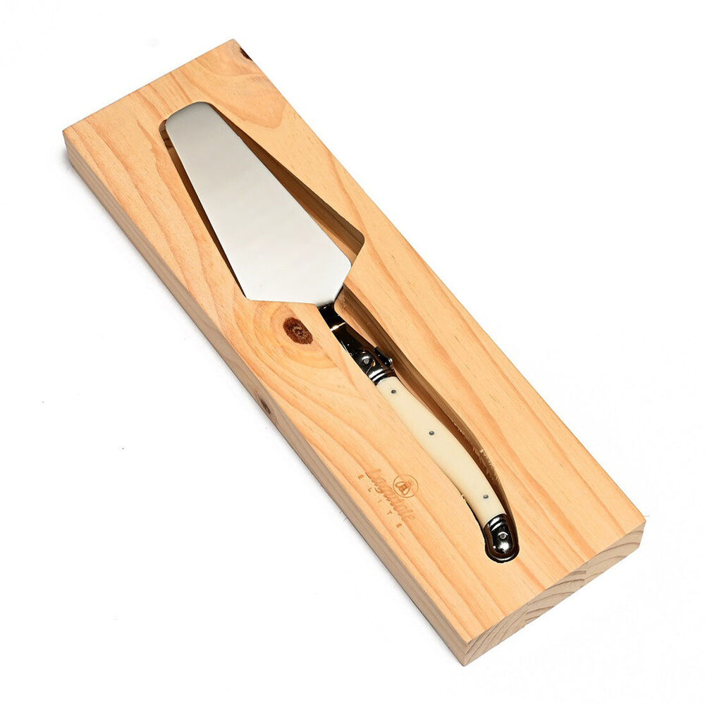 Laguiole Elite Pearl Effect Handle Cake Server Stainless Steel w/Pine Wood Tray — image 2