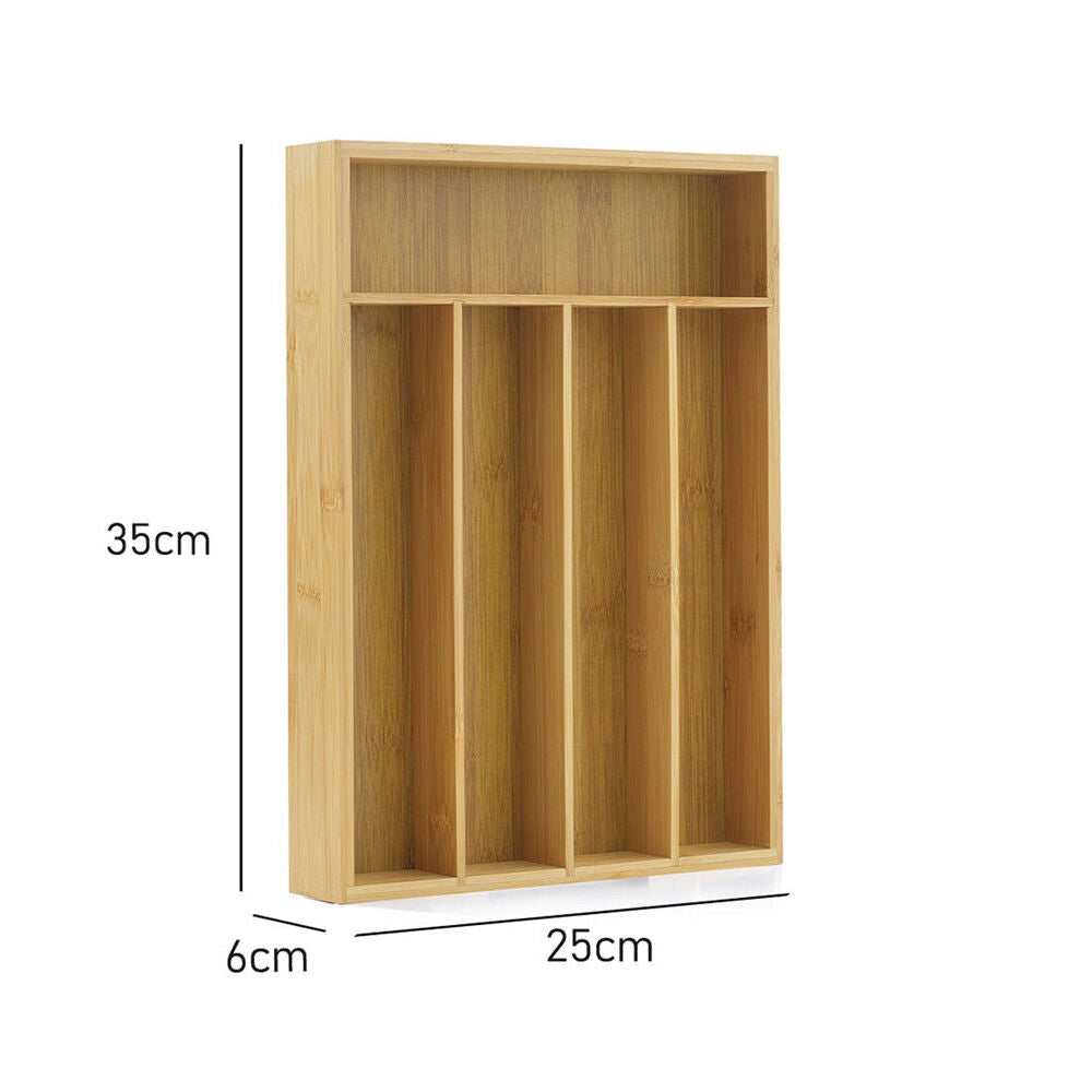 ST Clare St. Clare Cutlery Tray 5 Compartment Bamboo Organiser Kitchen Accessory 35cm — image 2