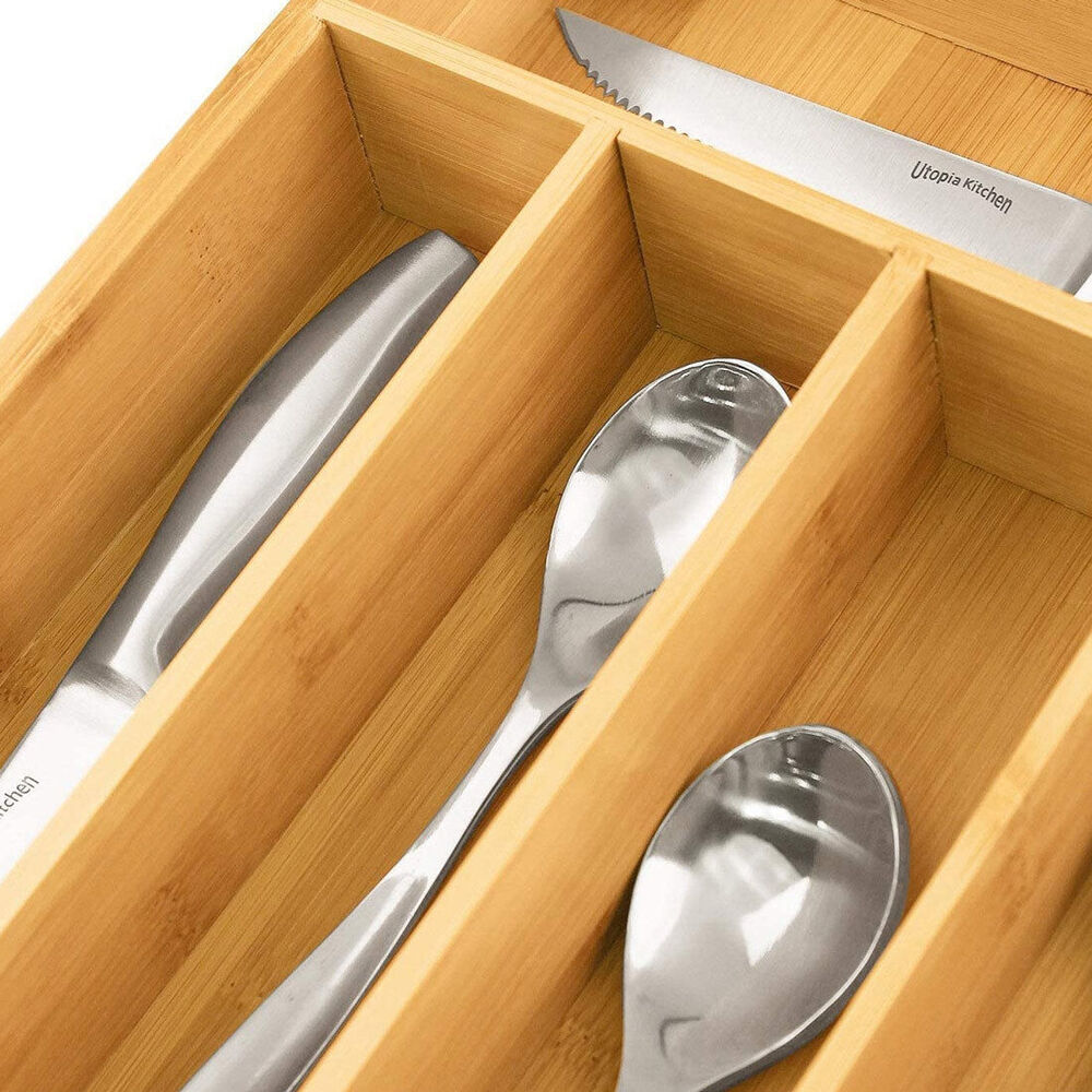 ST Clare St. Clare Cutlery Tray 5 Compartment Bamboo Organiser Kitchen Accessory 35cm