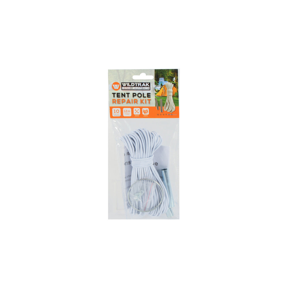 Wildtrak Tent Pole Repair Kit 10 Piece Steel Wire Camping Accessories Portable