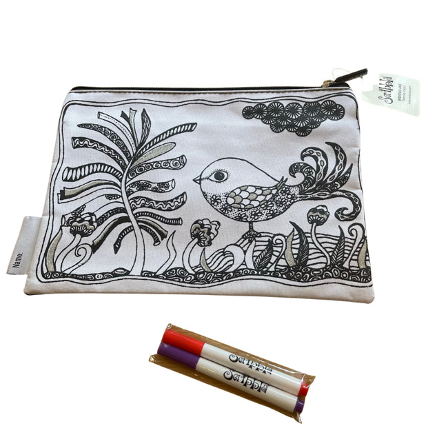 Scribbla Colouring-in Kids/Children School Pencil Case & Fabric Pen Set Bird (2 Pack) — image 3