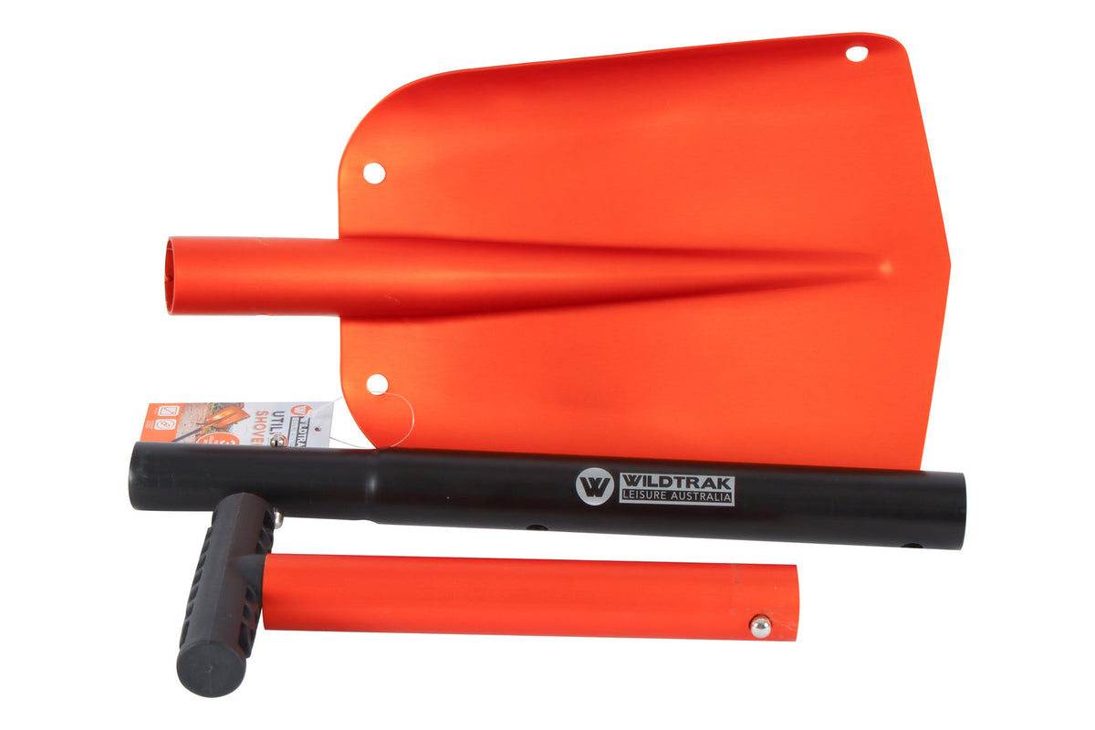 Wildtrak Collapsible 82x21cm Utility Aluminium Shovel Outdoor Tool Orange (3 Pieces)