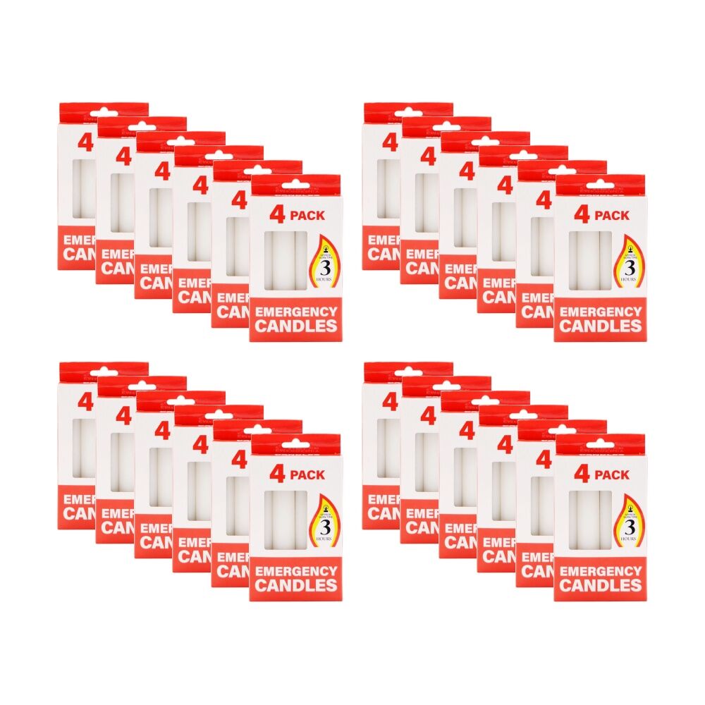 Candle Emergency 4pc Candle Emergency Lighting Candles 3 Hours Burn Time White (24 Pack)
