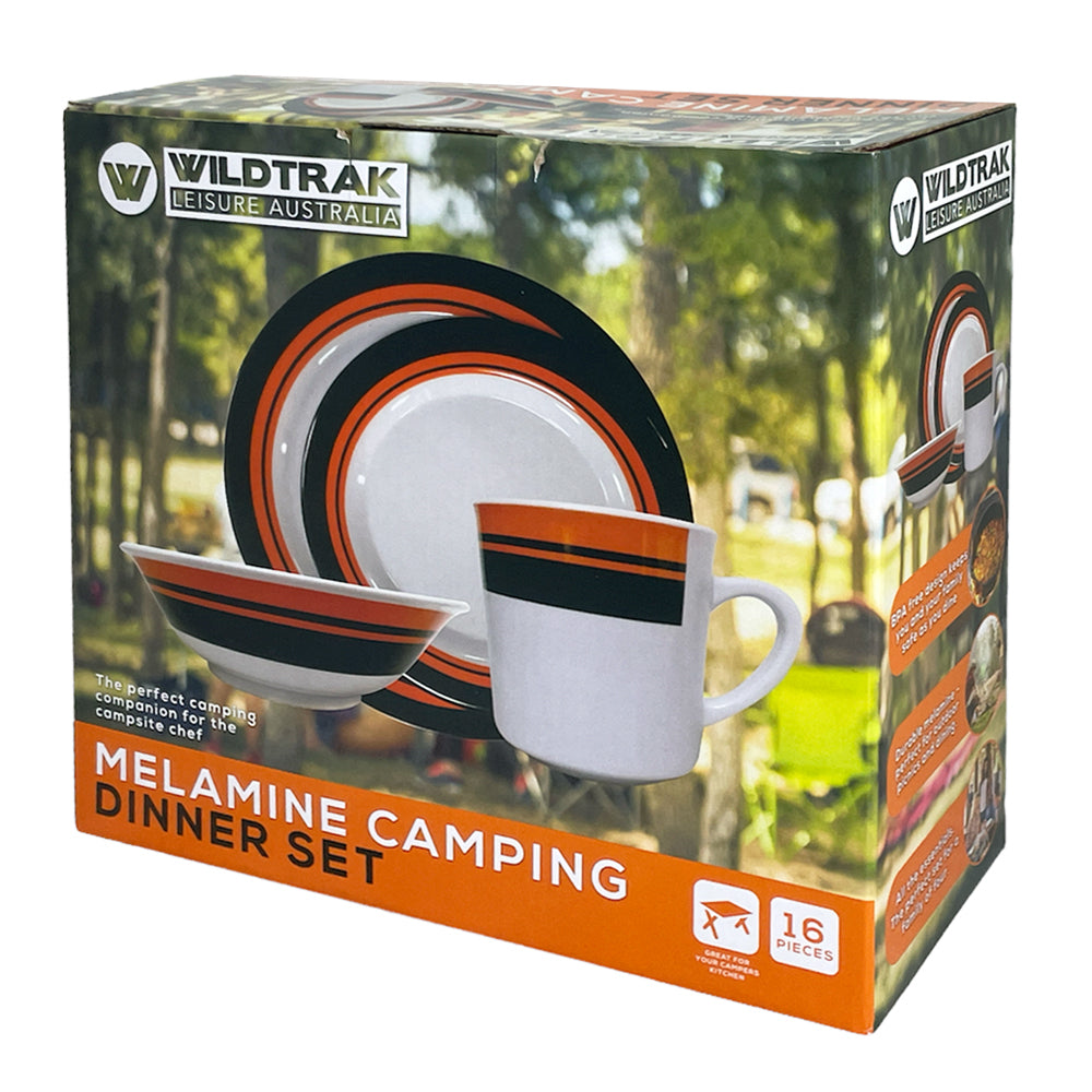 Wildtrak Melamine Outdoor Picnic/Camping Food Plate/Bowl/Coffee Mug Set (16 Pieces)