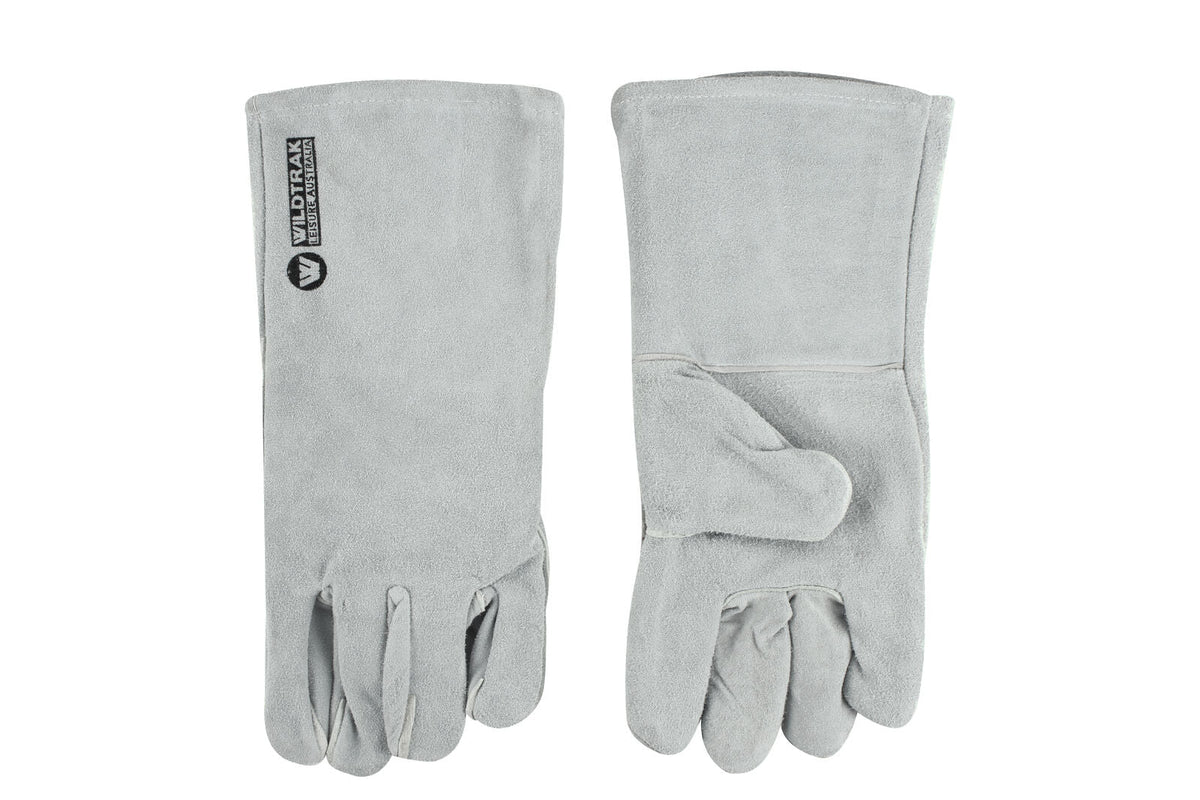 Wildtrak 2pc Wildtrak One Size Cotton/Leather Hand Glove Set Camping Protection Grey (2 Pack) — image 3