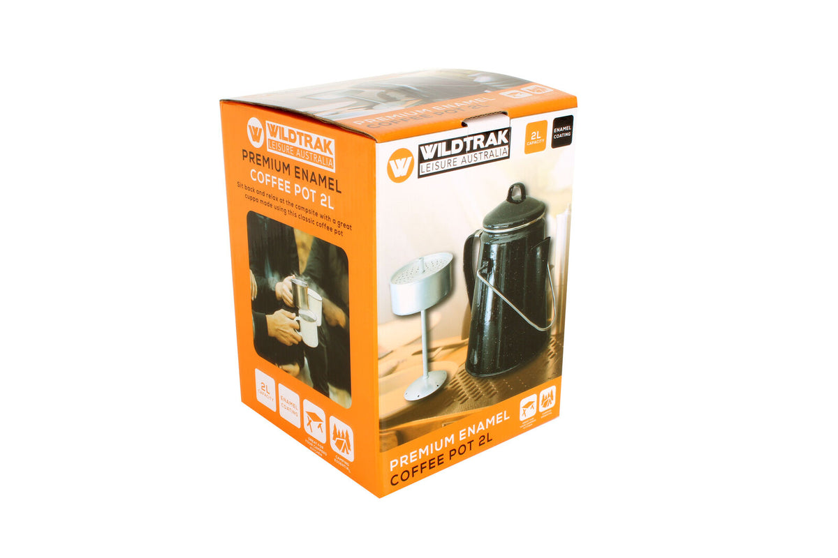 Wildtrak Premium Enamel 2L/25cm Coffee Pot Boiler Outdoor Camping Cookware Black — image 2
