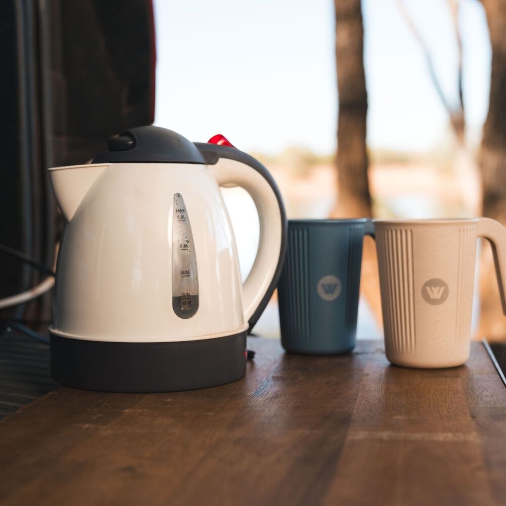 Wildtrak Portable 12V/1L Kettle Outdoor Camping/Hiking Travel Water Boiler White