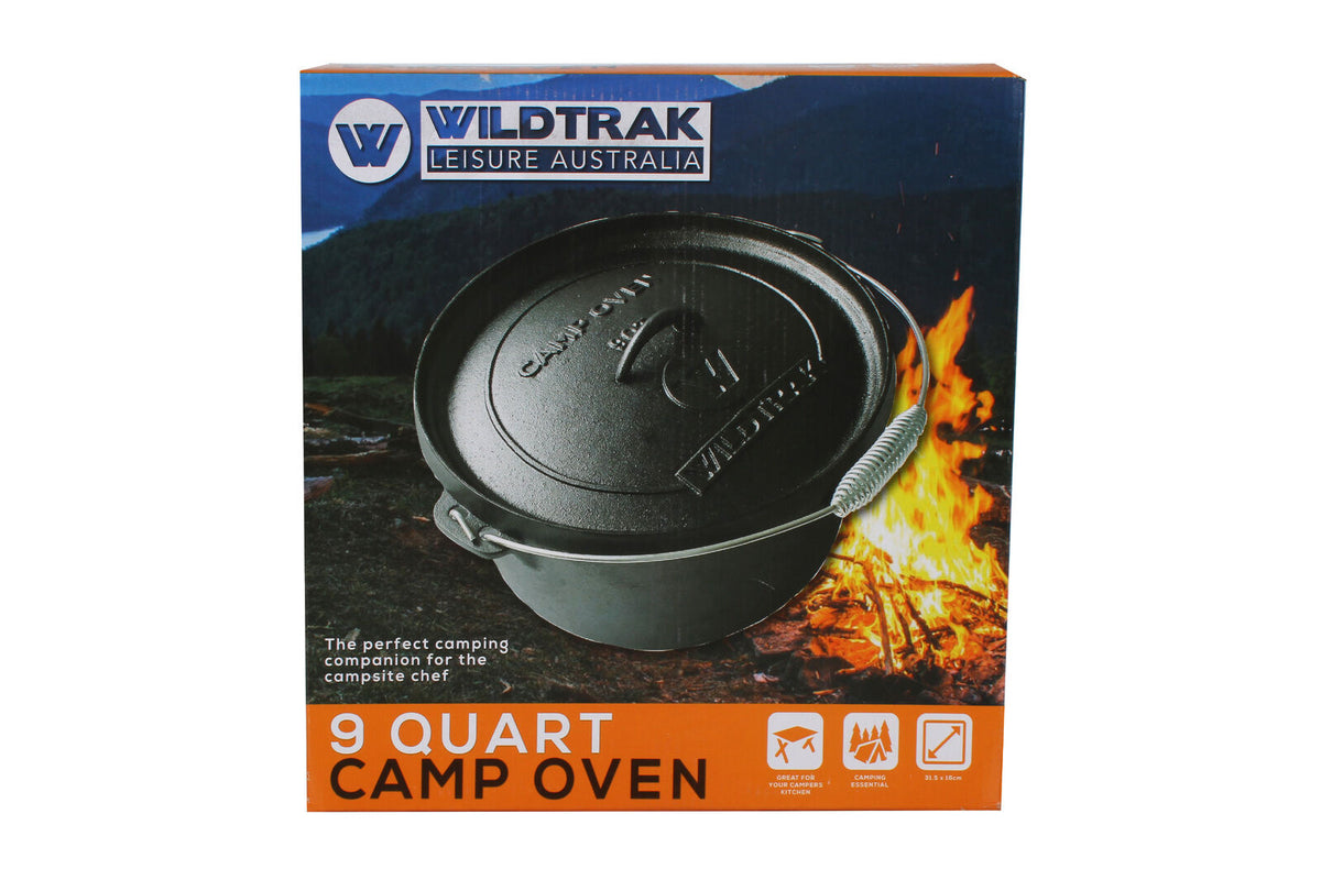Wildtrak Round 9qt/31cm Cast Iron Camp Oven Pot Camping Outdoor Cookware Black — image 2