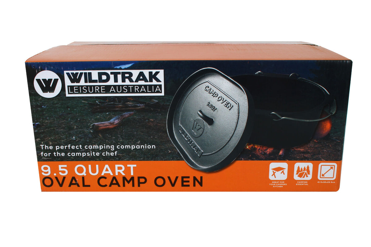 Wildtrak Oval 9.5qt/38cm Cast Iron Camp Oven Pot Camping Outdoor Cookware Black — image 2