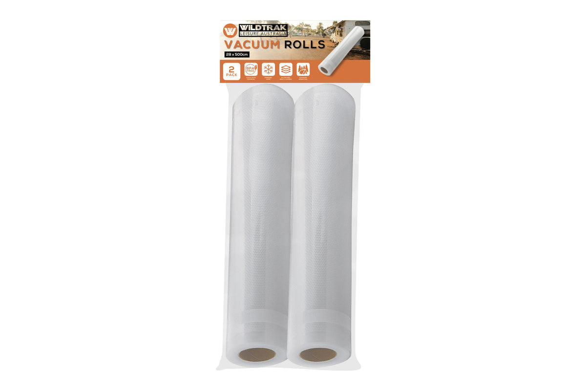 Wildtrak 28x500cm Vacuum Rolls Kitchen Food Sealer/Saver Storage Plastic Bag (2 Pack) — image 2