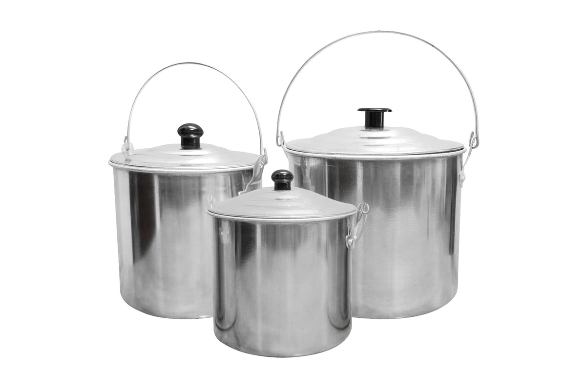 Wildtrak Aluminium 1.45/1.65/2.65L Billy Can Set Camping Cookware Silver (3 Pieces)