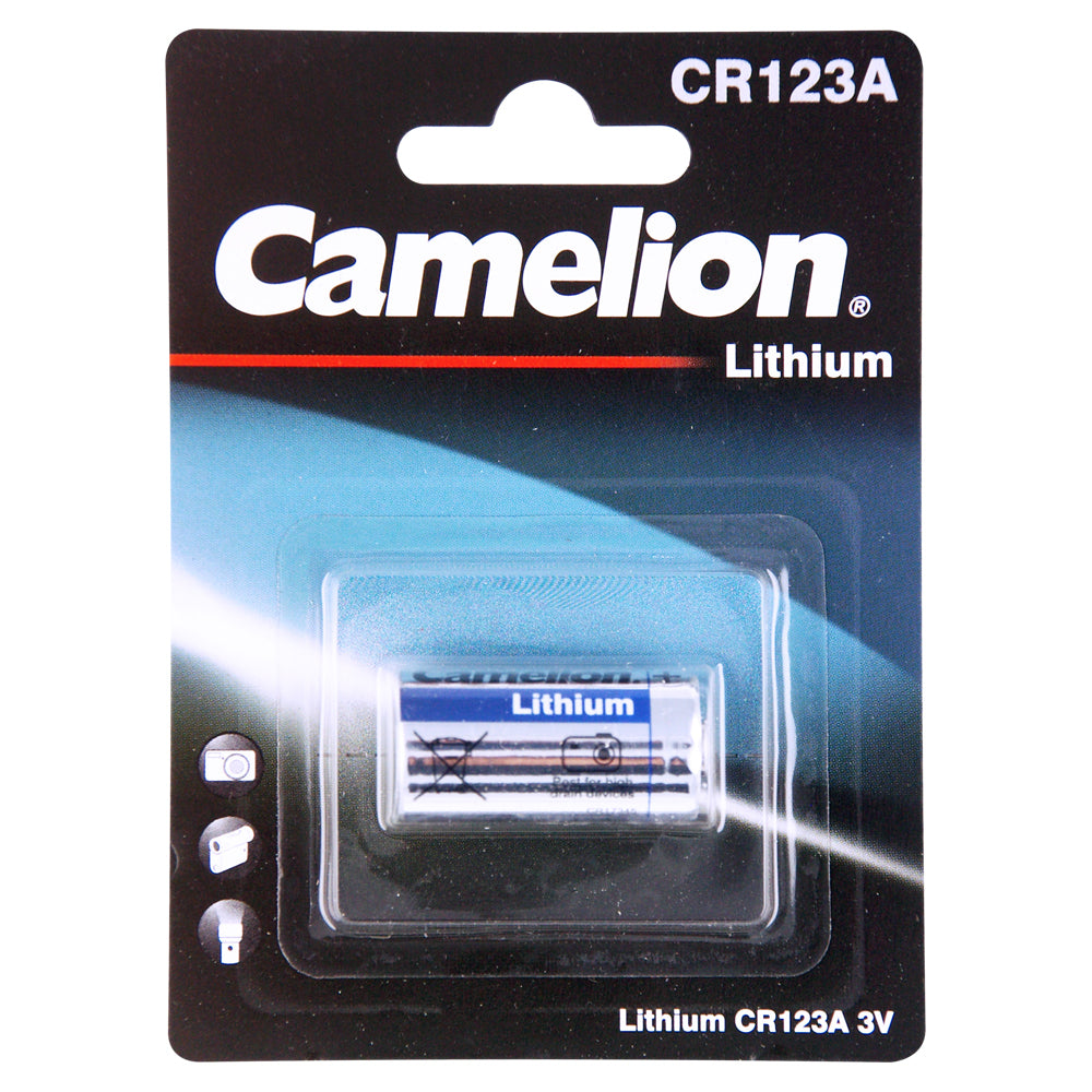 Camelion Lithium 3V CR123A Single Card Long Lasting Battery Cylindrical f/Camera