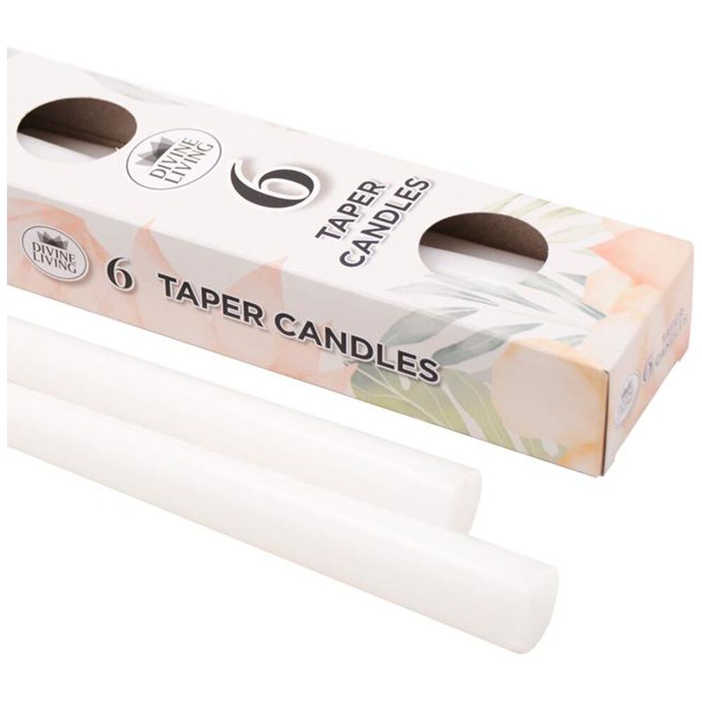 Divine Living 4pc Divine Living Unscented Dinner Table Taper Candles 20cm White (12 Pack) — image 5