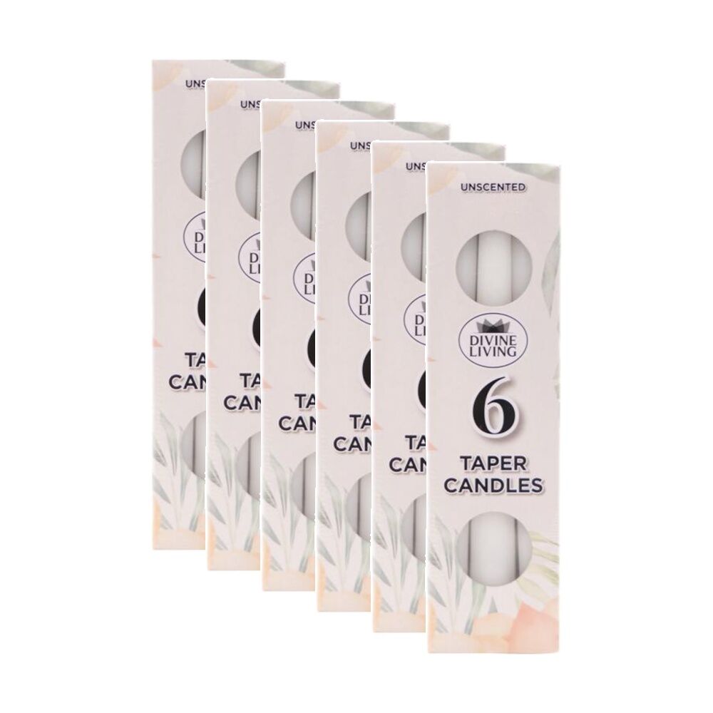 Divine Living 4pc Divine Living Unscented Dinner Table Taper Candles 20cm White (6 Pack)