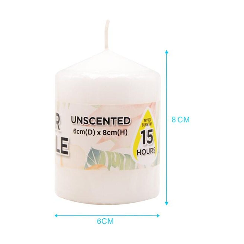 Divine Living 6x8cm White Wax Pillar Church Decorative Candle — image 2