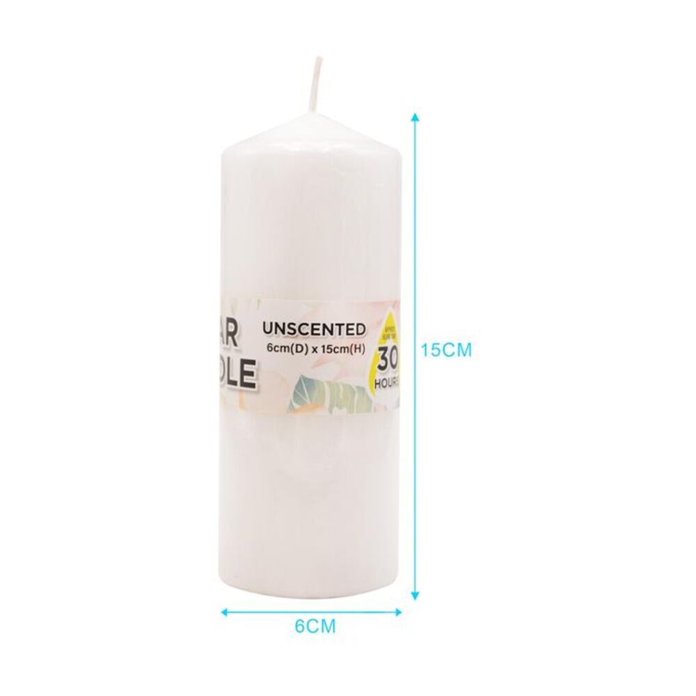 Divine Living Wax Pillar Church Decorative Candle 6x15cm White (6 Pack) — image 3
