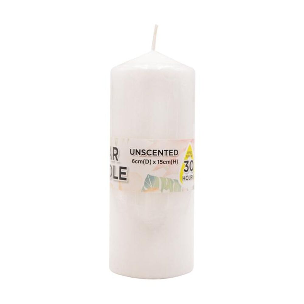 Divine Living Wax Pillar Church Decorative Candle 6x15cm White (6 Pack) — image 4