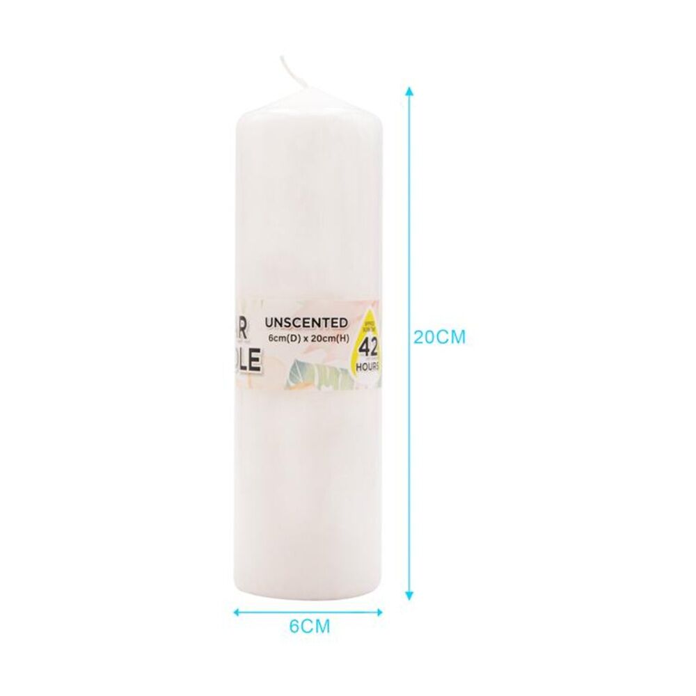 Divine Living 6x20cm White Wax Pillar Church Decorative Candle — image 2