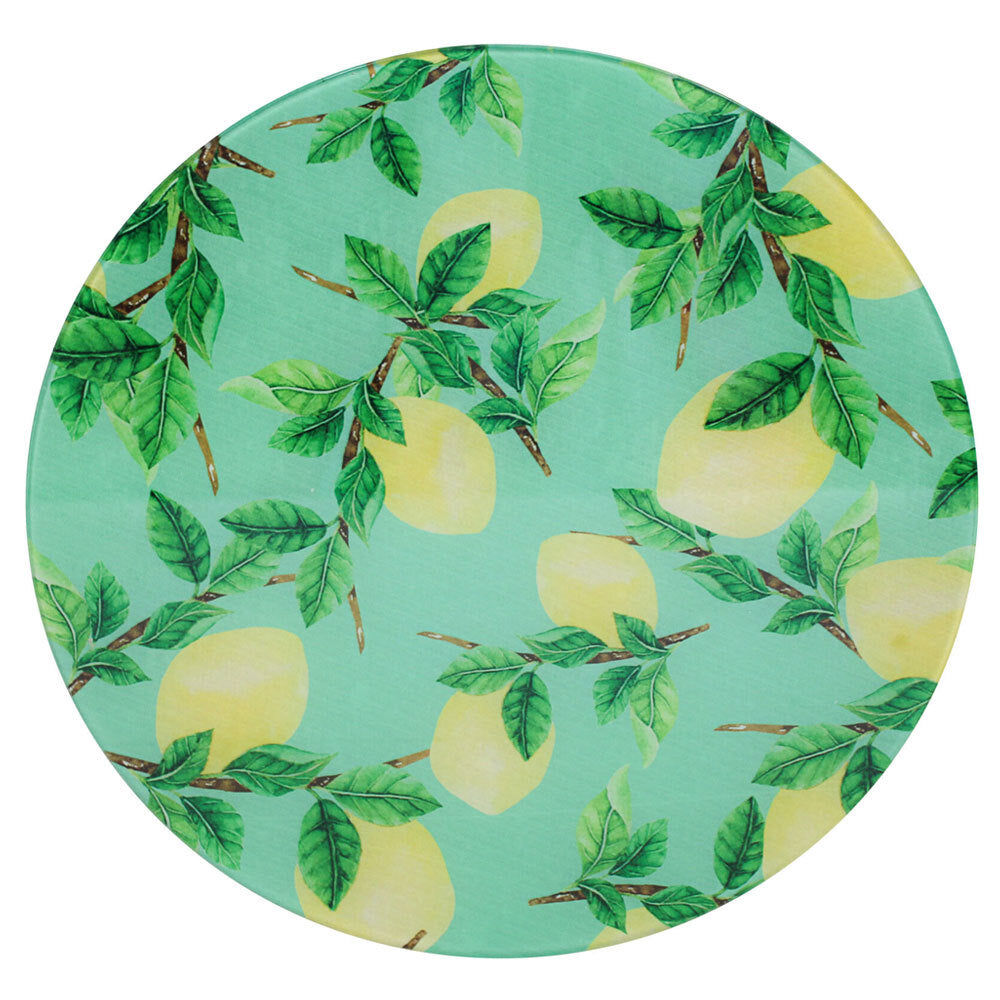 LVD Tempered Glass Tableware 32cm Round Trivet Table Protector/Decor Large Lemon