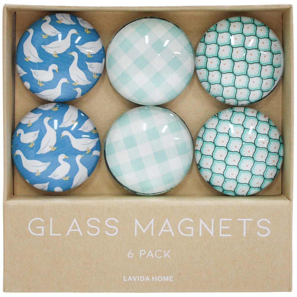 LVD Goose Glass 11.5cm Fridge Magnet/Magnetic Kitchen Decorative Round Set (6 Pieces)