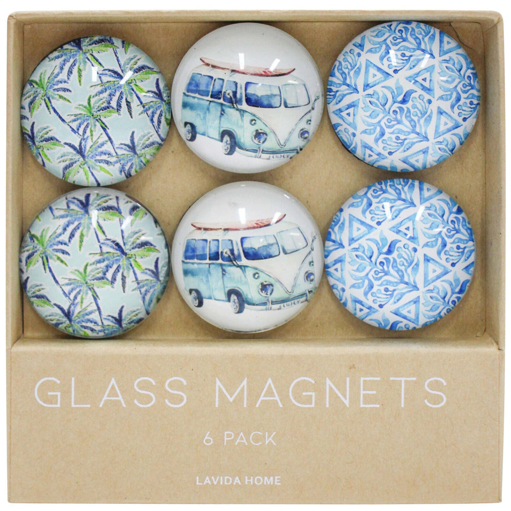 LVD Holiday Combi Glass 11.5cm Fridge Magnet/Magnetic Decorative Round Set (6 Pieces)