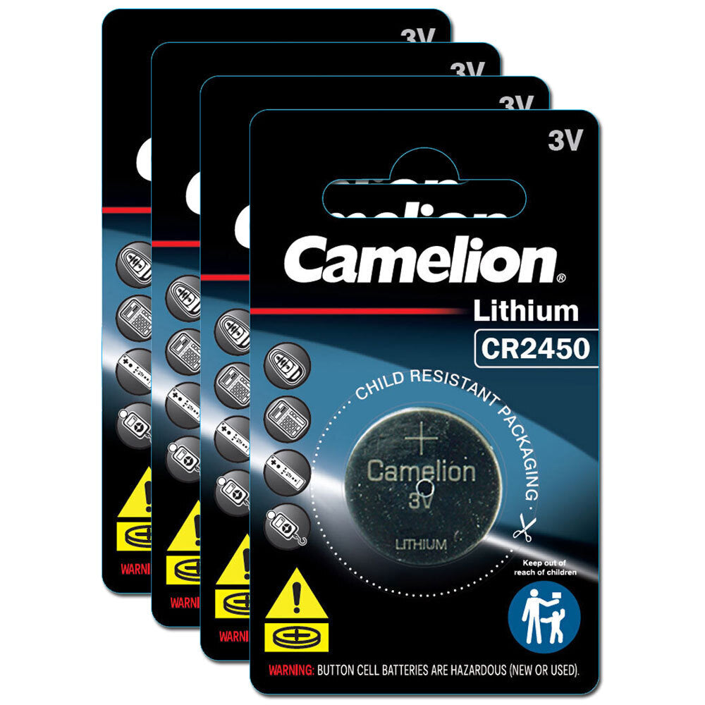 Camelion Lithium 2450 Button Cell 3V Batteries For Calculator/Watch/Car Keys (4 Pack)