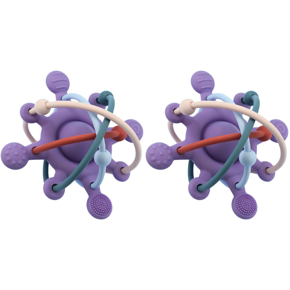 Koala Dream Kids/Childrens Silicone Sensory Space Rattle Teether Purple 4M+ (2 Pack)