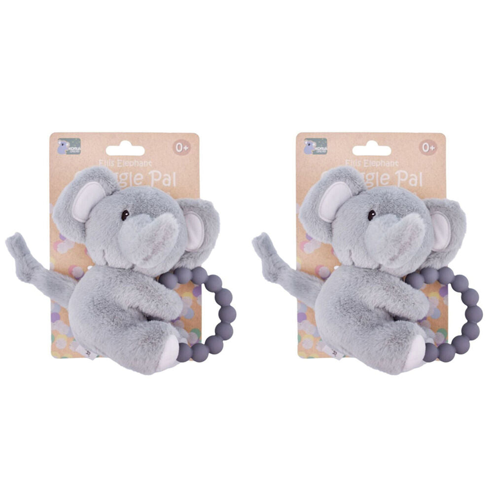 Koala Dream Snuggle Pal Ellis Elephant With Silicone Teething Ring Grey (2 Pack)