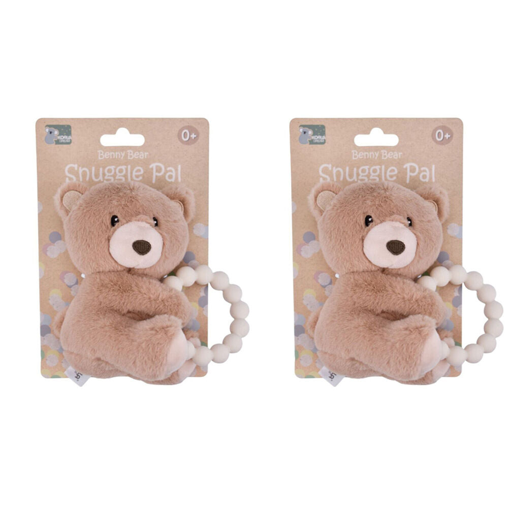 Koala Dream Snuggle Pal Benny Bear With Silicone Teething Ring Brown 0m (2 Pack)