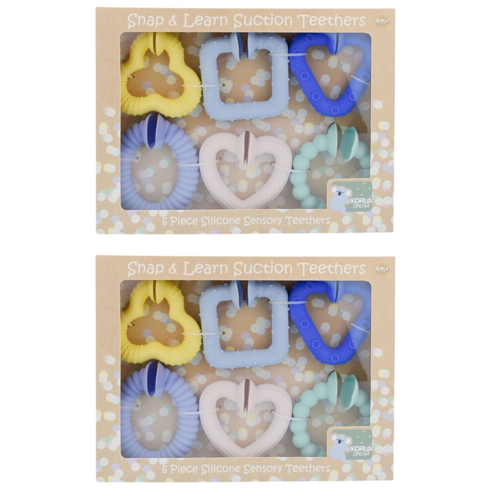 Koala Dream Silicone Baby Snap & Learn Sensory Soothing Gum Teethers 4m+ (2 Pack)