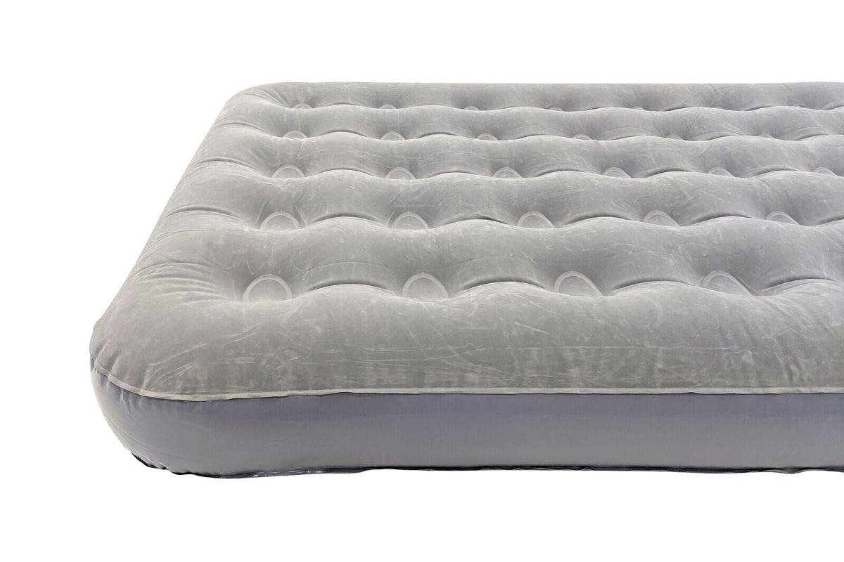 Wildtrak 191x137cm Double Coil Beam Flocked Airbed Camping Outdoor Bedding Grey — image 2